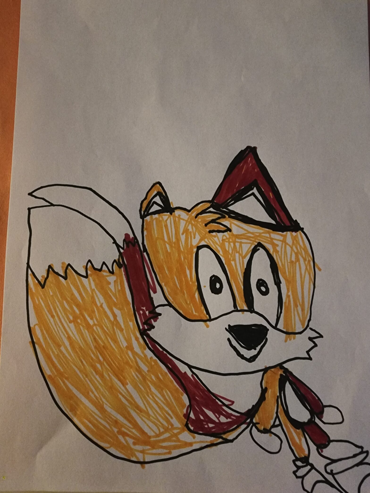 Tails kids drawing by my autistic daughter who loves drawing sonic the hedgehog characters